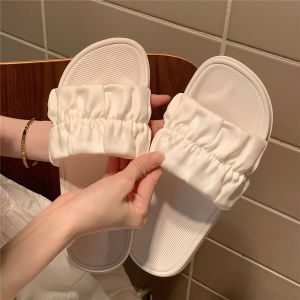 Free Shipping Trendy Flat Sandals With A Comfortable Pleated Upper Perfect For Summer Wear Suitable For Students And As Beach Shoes