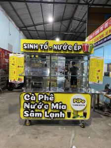 Xe ép nước mía 3 lo ép kim cương 12 bạc mo tơ 800w ép 3 cây 1 lúc kích thước 1m4 x rộng 70 kết hợp có chữ nổi và logo nổi sáng đèn