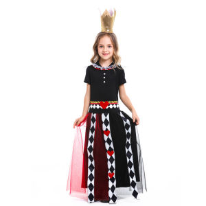 Trang phục Halloween cho bé gái hóa trang nhân vật Alice ở xứ sở thần tiên trong truyện cổ tích   Trang phục biểu diễn Nữ hoàng Poker