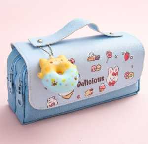 Kotak Pensil Case Aesthetic Squishy 3D || Pensil Case Kartun Lucu Karakter Bear Donut Cat || Kotak Pensil Anak-Anak Siswa Berkapasitas Besar Dengan Dekompresi Multi-fungi