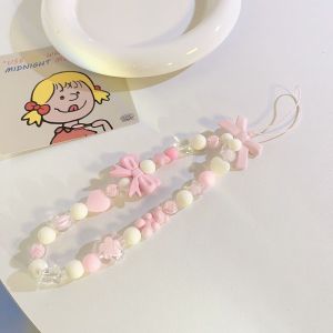 Crystal Pearl Bow Phone Chain Lanyard Phone Case Rope Anti-Lost Lanyard Phone Jewelry Accessories for Women