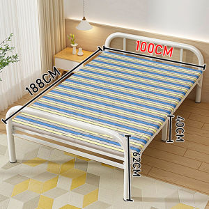 เตียงนอน 3.5 ฟุต เตียงเหล็กพับ เตียงพับ เตียงพับได้ เตียงนอนพับได้ เตียงพับนอนกลางวัน เตียงพกพาดงาย เรียบง่าย พับง่าย ไม่ต้องประกอบ รับน้ำหนักได้300ปอนด์ เตียงพับ เตียงพับได้