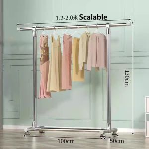 150-240cm Foldable Mobility Stainless Steel Clothes Hanger High and low double pole double-layer Cloth hanger Cloth drying Rack / Rak Penyidai Baju