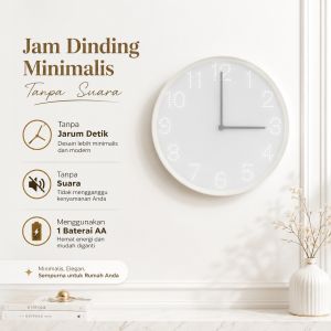 847 - Jam Dinding Tembok Murah Tanpa Suara Minimalis Bulat 25 cm - Home Wall Clock