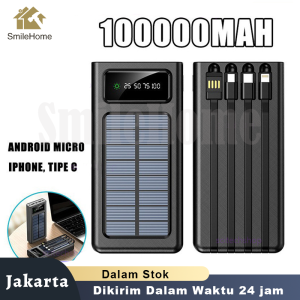 Power Bank Tenaga Surya 50000MAh/100000MAh Multifungsi Portabel Berkapasitas Besar PowerBank Solar Charger Flashlight LED Outdoor PowerBank