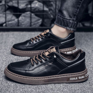 รองเท้าผู้ชายรองเท้าหนังแท้รองเท้าลำลองสไตล์เกาหลีกีฬารองเท้าสีขาวรองเท้ากันลื่นและป้องกันการเปรอะเปื้อนรองเท้าทำงานผู้ชาย