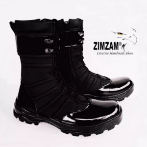 SEPATU ZIMZAM PDL NINJA KULIT LAK BOOTS SAFETY KULIT SAPI TNI POLRI SECCURITY MURAH