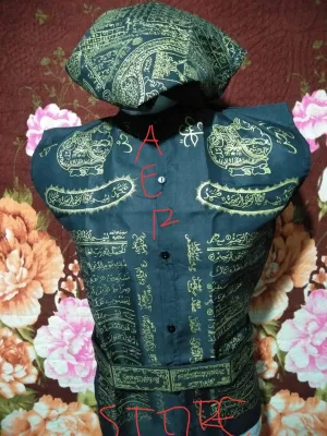 Rompi rajah ontokusumo warna hitam tulisan arab rajah kaligrafi-bonus sabuk ikat pinggang muat dari bb 55-75 kg