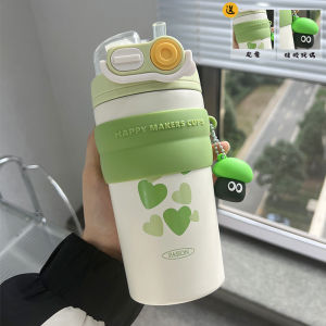 500ML Cup Mug Girls Large Capacity And High Value Straw Cups Portable Stainless Steel Coffee Cups