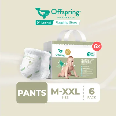 Offspring FeatherAir Premium Baby Diapers Pants M264/L228/XL192/XXL168 [6 Packs]