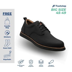 Sepatu Casual Pria Formal Big Size Jumbo Alaska Black Original Shoes