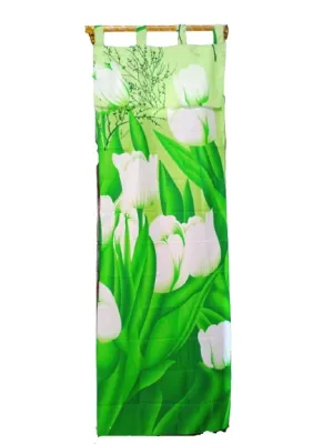 Gorden jendela minimalis motif tulip hijau 50x150