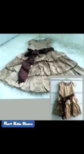 Dress Kutung Anak Perempuan Satin Rimple Gold KD1046
