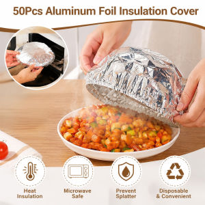 Vixplorn 50Pcs Aluminum Foil Insulation Cover for Kitchen Reusable Fresh-Keeping Food Cover Continuous Warmth