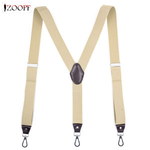 ZOOPF Hook Buckle Fashion Suspenders Stretchy Wide Elastic Men Pliers Women Braces