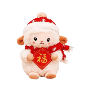 IDEAL PP Cotton Simulation Sheep Plush Doll Fortune Stuffed Animal Sheep Year Stuffed Doll Baby Sleeping Toy Red Lucky Sheep Plush Toy Party Supplies