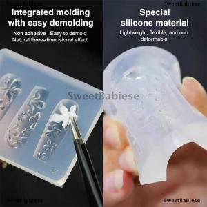 [COD] SweetBabiese 1 3Pcs Lily Flowers Nail Carving Mold 3D Silicone Hawaii Hibiscus Flowers Petals Modeling Templates Clear Nail Tools