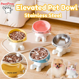 Stainless Steel Pet Bowl Elevated Dog Feeder Neck Care Removable Non-Slip & Anti-Tip Cat Food Bowl