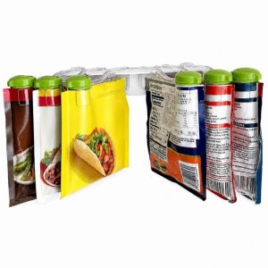 MKEB MALL Wall Mounted Seasoning Rack No Drilling Adjustable Seasoning Packet Organizer Spice Storage Rack Sealing Clip Spice Hanging Holder Kitchen