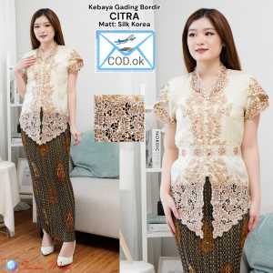 Atasan Kebaya Encim Brokat Bordir Lengan Pendek Model Tulip