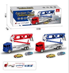Children love interactive racing game deformation folding track ejection transporter carrying mini alloy car truck toy set boy gift