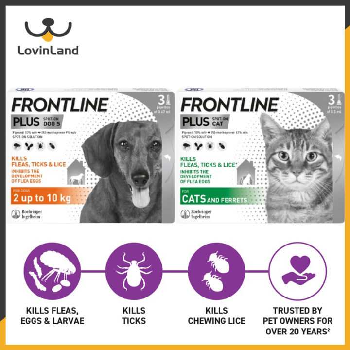 Frontline Plus Flea and Tick Prevention for Cats Dogs Monthly