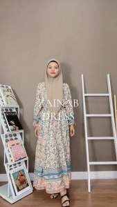 NJ Zainab Long Dress Pattern Gamis Wanita Muslimah Korean Style