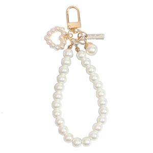 Retro-Pearl Phone Chain-Charms Heart Keyring Pendant Car Key-Holder Hanging Ornament Shell Pendant Decorations for Women