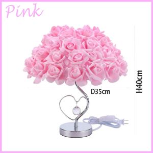 Rose Flower Night Light Crystal Diamond Wedding Party Bedroom Bedside Valentines Day Gift Table Lamp