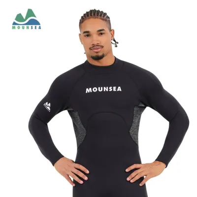 Mounsea 3mm Mens Wetsuit Profession Diving Snorkeling Anti-UV Black One-piece Fullsuit
