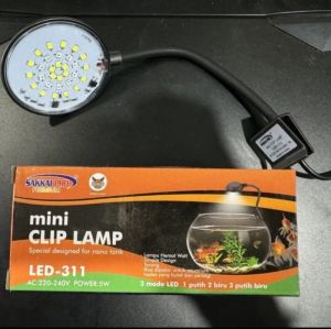 Lampu Jepit Kecil Aquarium Aquascape Mini Lamp 3 Mode Toples SAKKAI PRO LED 311 Murah Biru Putih