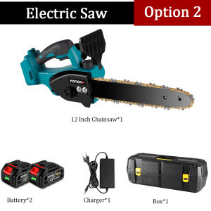 (free gift)12inch Cordless Electric Chain saw chainsaw with oil injection Thickened protection box Garden Woodworking Power Tool Brushless Motor Wood Cutter For Makita 18V Battery