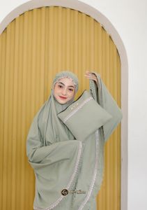 - Mukena Aiysah traveling renda mewah 2in1 lasercut kain premium terbaru