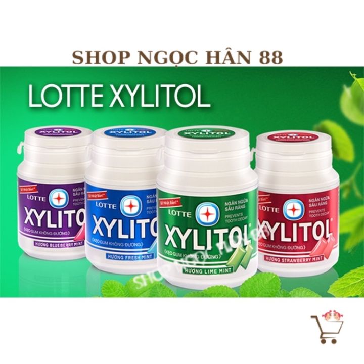 Kẹo cao su Xylitol Lotte (kẹo gum không đường) lọ 58g đủ 4 vị | Lazada.vn