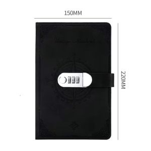 WHITE 200-Page Password Notebook Diary Book Stationery A5 Notebook With Lock Thickened Stain Resistant Travelers Journal Student