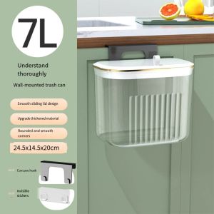 Wall Mounted Kitchen Trash Can Multi-Purpose Hanging Trash Can with Slide Lid Down Garbage Can for Kitchen/Bathroom/Office2026