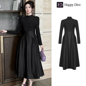 Happy Diva เดรสผู้หญิง เดรสสีดำ เดรสทรงเอ เดรสซาติน เดรสทำงาน เดรสไฮโซ เดรสวินเทจ เดรสออกงาน เดรสปาร์ตี้ ชุดราตรี 9946