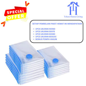 OSLO Company Set Plastik Vacuum/Vakum Baju 4pcs Traveler Bag Free Pompa