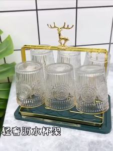 現貨 杯架 瀝水架 倒掛茶杯架 收納置物架 Cup Holder Water Cup Drain Rack Light Upside Down Tea Cup Holder Set with Cup Rack Storage Rack Tray Household架子 置物架。。。