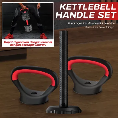 HTD SPORT Kettlebell Handle Set Alat Angkat Beban Blue & Red