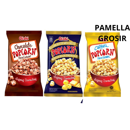POPCORN OISHI 20 GR VARIAN KEJU, KARAMEL DAN COKLAT