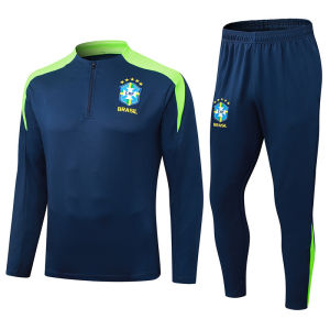 Bộ đồ tập bóng đá Argentina Pháp Brazil Đức Bồ Đào Nha Nhật Bản Nigeria áo dài tay cài nửa khóa