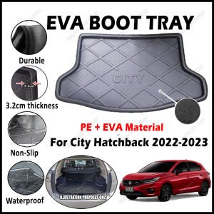 For Honda City Hatchback 2022 EVA Copolymer Boot Tray Luggage Cargo Trunk Tray Dulang But Kereta 汽车后备箱垫 Waterproof Durable Non-Slip Custom-Fit Easy To Clean Easy Install Temperature Resistant