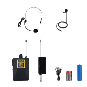 Lavalier Lapel Wireless Headset Microphone Clip On  tanpa kabel Bando Instruktur Senam Guru Dosen Teacher Meeting imam masjid Moderator MC Yoga UHF mikrofon System mic karaoke suara jernih original