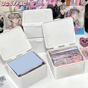 JCSYFAC Korean Transparent Storage Box Blind Box Card Photocard Storage Box Photo Card Organizer Classification Flip Box