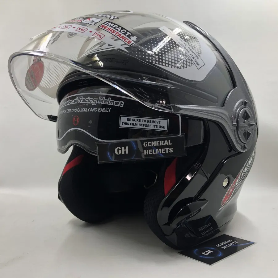 Helm nhk half store face double visor