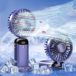 Mini Handheld Fan 4000/6000/10000 Mah Portable Folding Fan Multifunctional Digital Display Aromatherapy Fan Neck Rope Small Fan 手持风扇