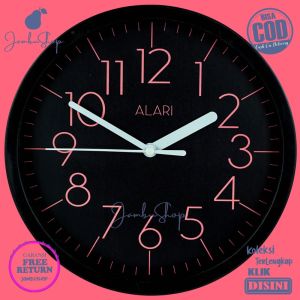 Jam Dinding Analog Minimalis Hitam Abu Alari AL1191 Dekorasi Kamar BestSeller Besar