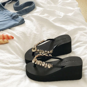 [Free Shipping] WomenS Rhinestone Platform Wedge Flip-Flops For Outdoor Wear 2026 New Spring And Summer Casual Sandals