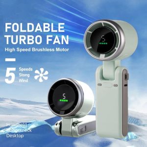 17KM 5 Wind Speed N607 Hanging Neck Fan with LED Display Handheld USB Rechargeable Fan